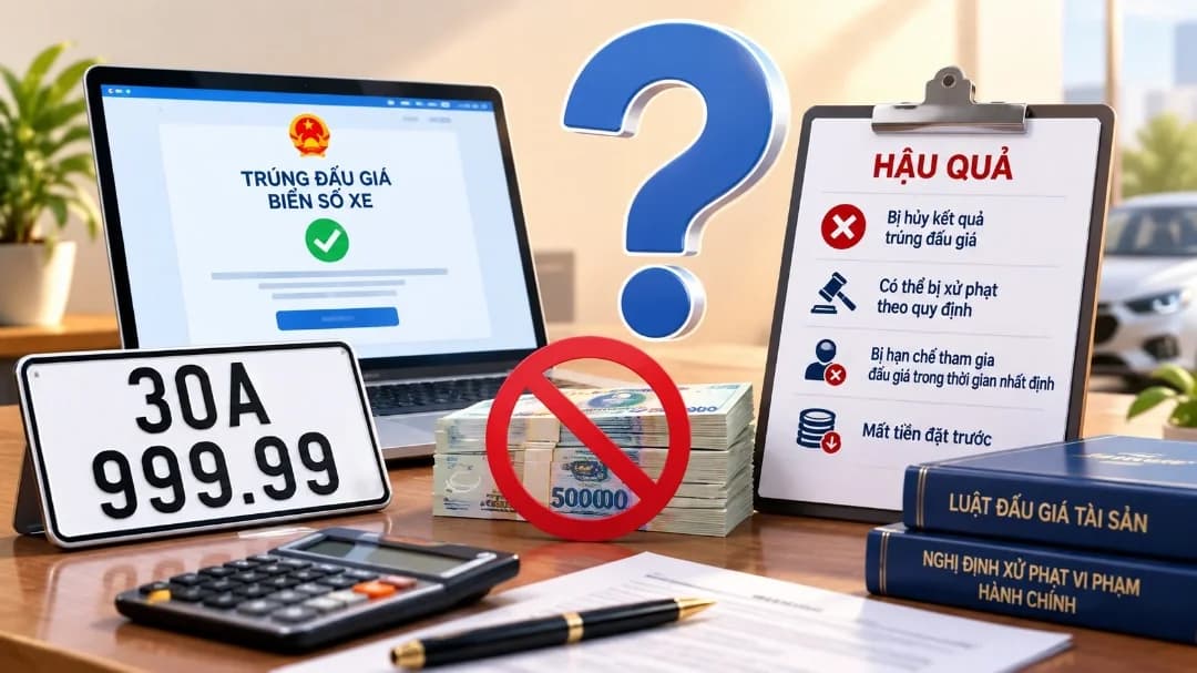 Không nộp tiền trúng đấu giá biển số có sao không?